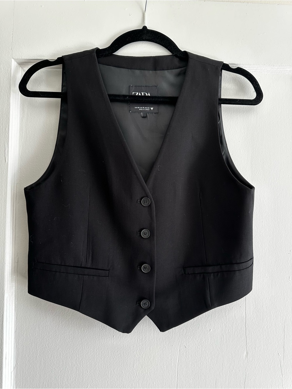 Zara Black Cropped Tailored Vest